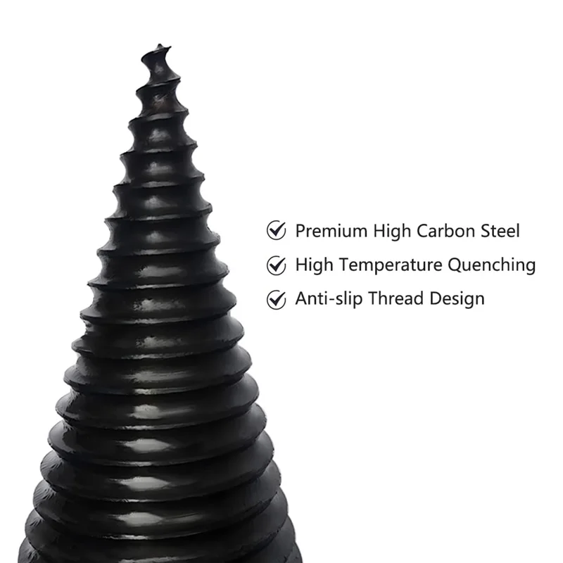 

AEE6-Firewood Log Splitter Drill Bit Removable Wood Splitting Drill Bit,32MM+42MM Heavy Duty Screw Cone Driver Wood Splitter