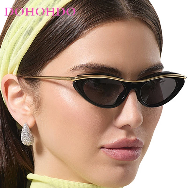 

Vintage Luxury Designer Metal Small Cat Eye Sunglasses Women Trendy Men Sunglass Outdoor Travel Driving Female Eyeglasses UV400