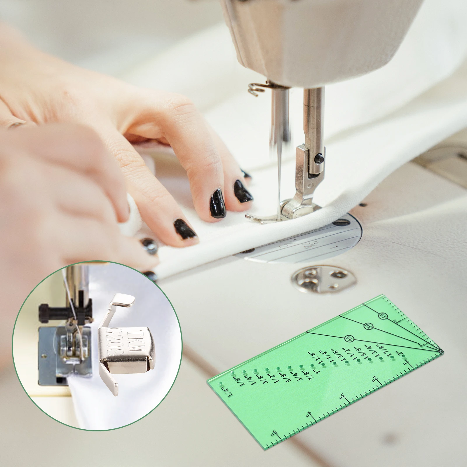 Seam Allowance Ruler and 2 Magnetic Seam Guide for Sewing Machine 1/8” to 2” Straight Line Hems Sewing Ruler for Sewing Gauge