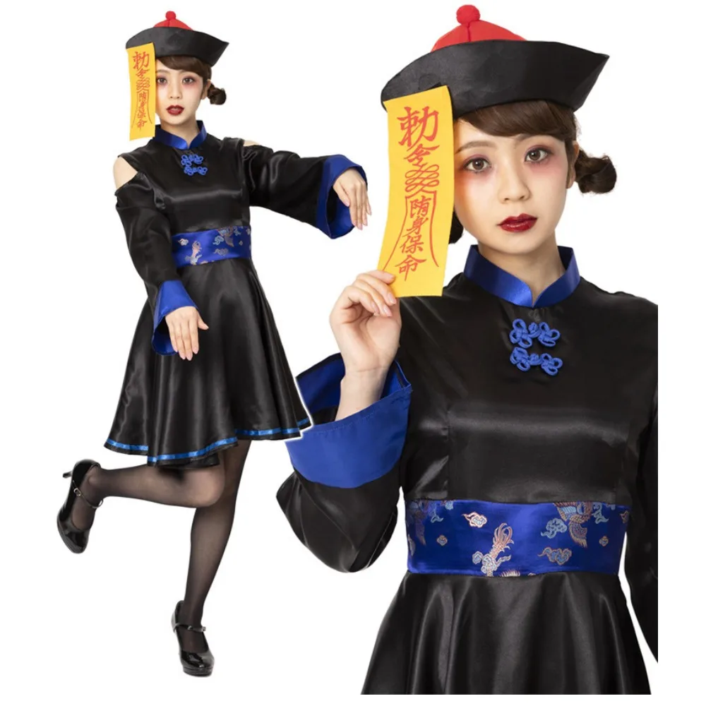 Adult Female Chinese Retro Vampire Ghost Bride Zombie Cosplay Dress Halloween Party Women Zombie Cosplay Costumes