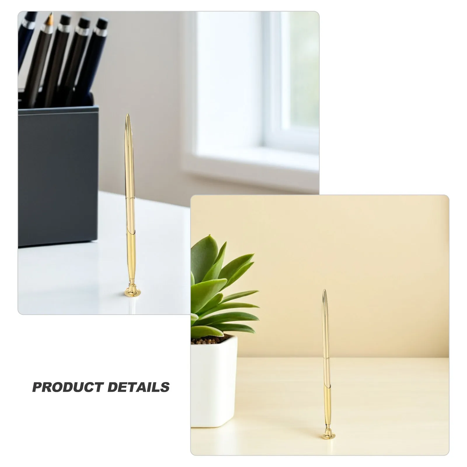 

Metal Pen Holder Set Check Writing Business Signature Desk Ballpoint Gold and Stand Elegant with Golden Bank Bridal