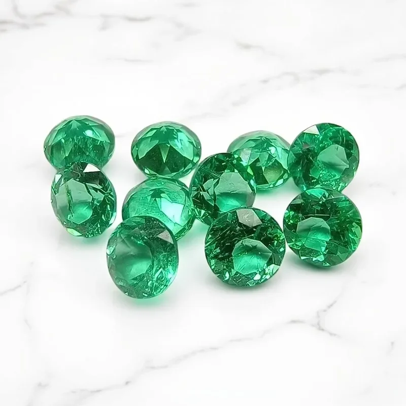 

Выращенный в лаборатории круглый изумруд VVS1, драгоценный камень, ручная огранка, изумруды Колумбии, синтетический бриллиант, усовершенствованные ювелирные кольца, серьги
