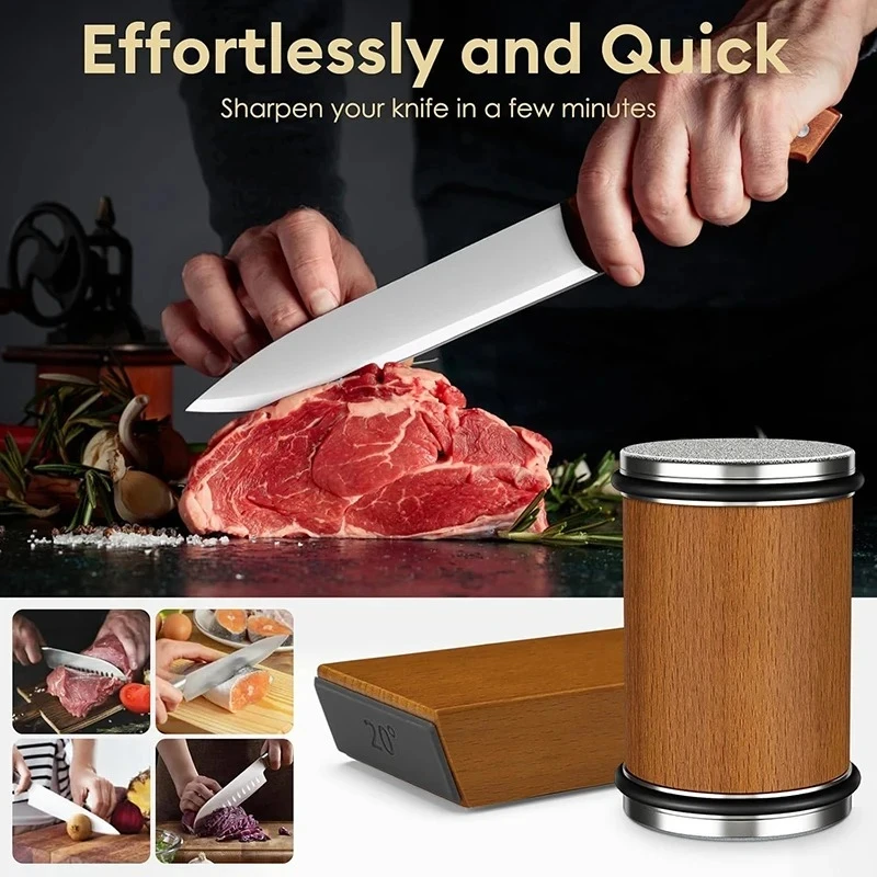 4 Angles Rolling Knife Sharpener Kit for Straight Edge Roller Knife Sharpening with Industry Diamonds Whetstone Chef Knife Set