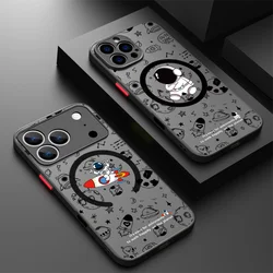 Magnetic Space Astronaut Case For iPhone 15 Pro Max 14 Pro 13 12 11 16 16e 17 Air Back Cover Coque For Magsafe Wireless Charge