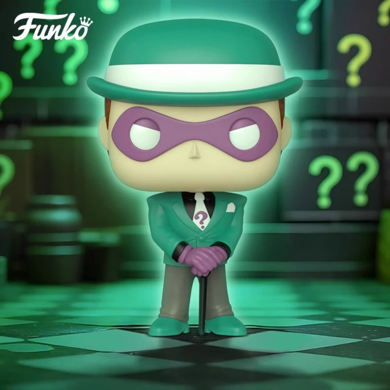 Edição genuína FUNKO POP《Batman Temporada 5 - The Riddler》Anime Action Desktop Decoração Ornamento Modelo Brinquedos Modelo Colecionável