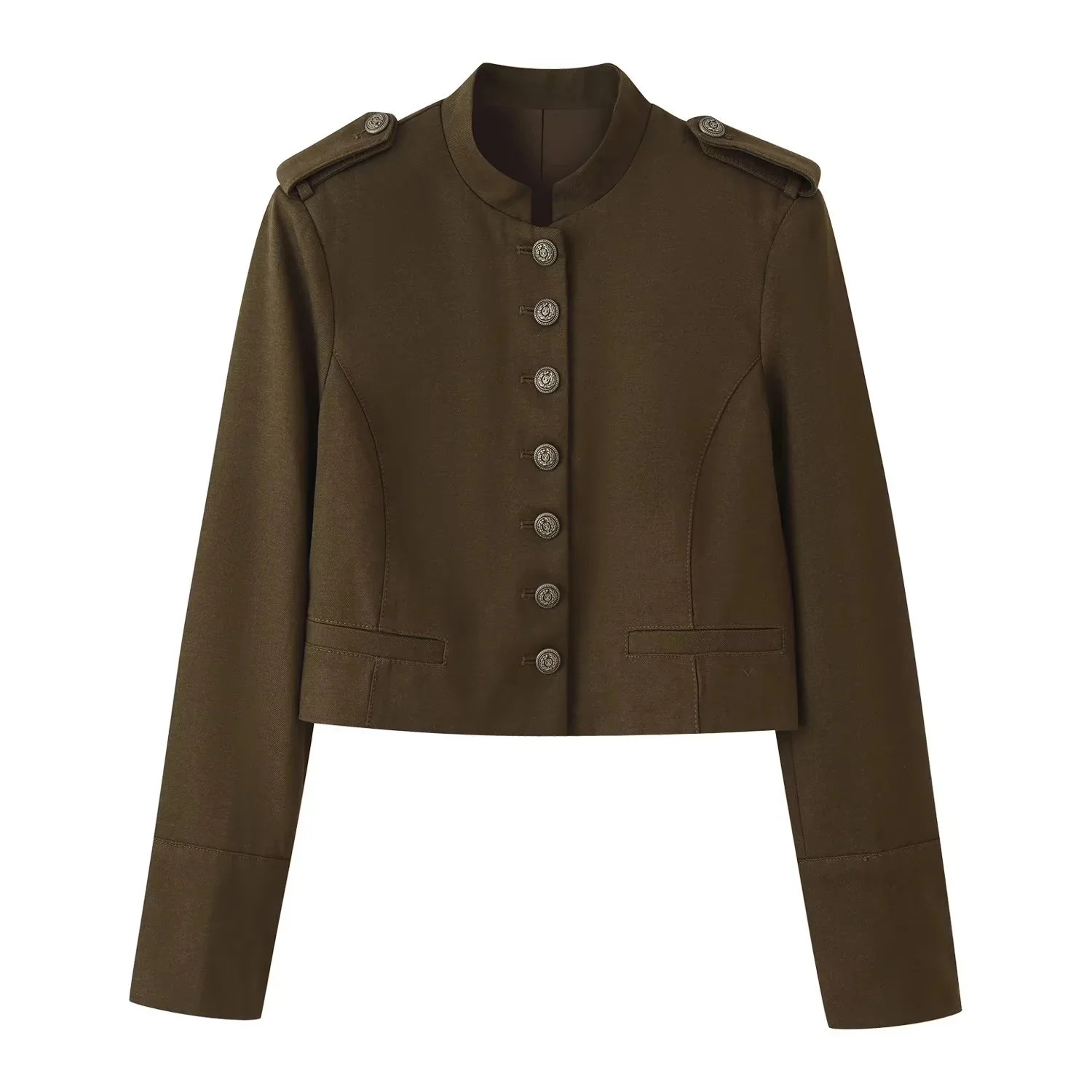KONDALA Lässiger Vintage-Chic Damen-Blazer-Anzug mit O-Ausschnitt, einreihiger Blazer, lange, lockere Hose, Mode 2026 Herbst-Büroanzug – Detail 4