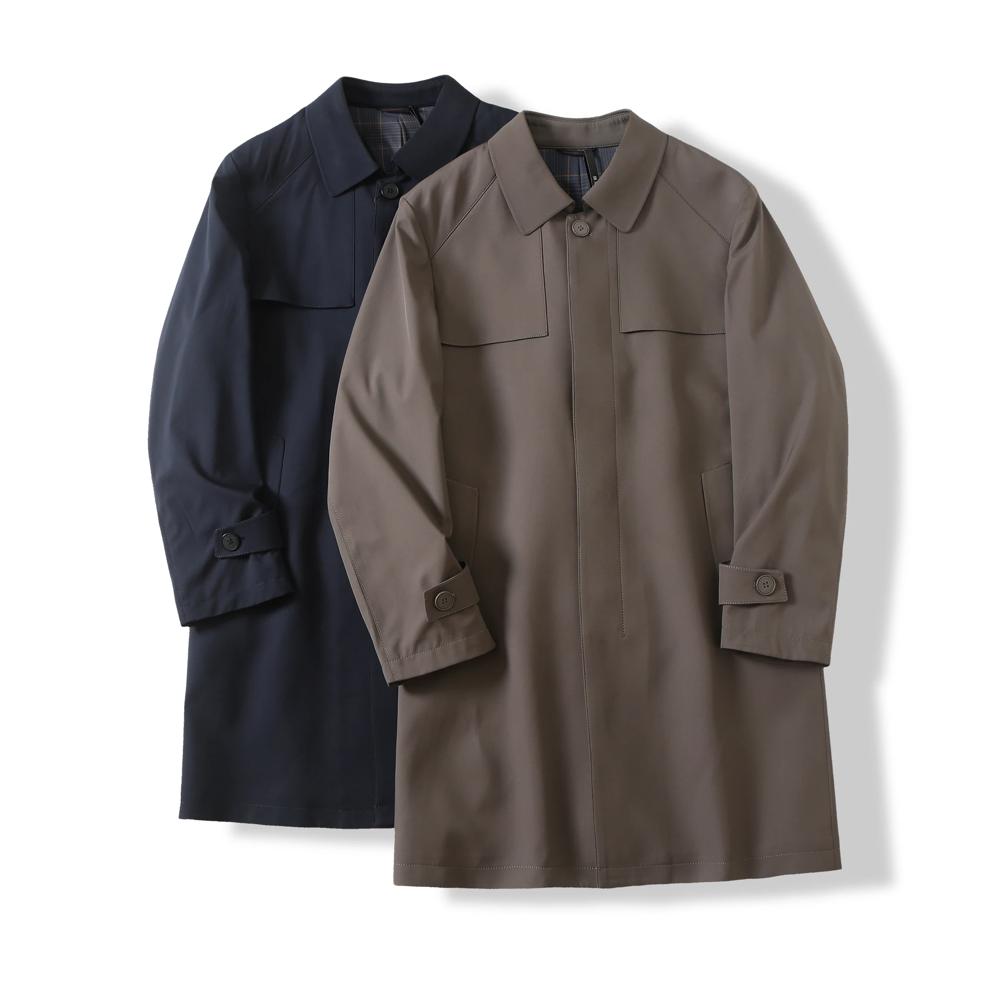 

Briti Sle Мужское пальто-джато средней длины с ветрозащитным отложным воротником, универсальное модное зимнее длинное свечение...