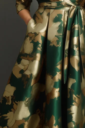 Imagen 2 del producto Vestido de cóctel de talla grande, color verde oscuro, satinado, estampado floral, manga 3/4, sexy, con cuello en V, largo hasta el té