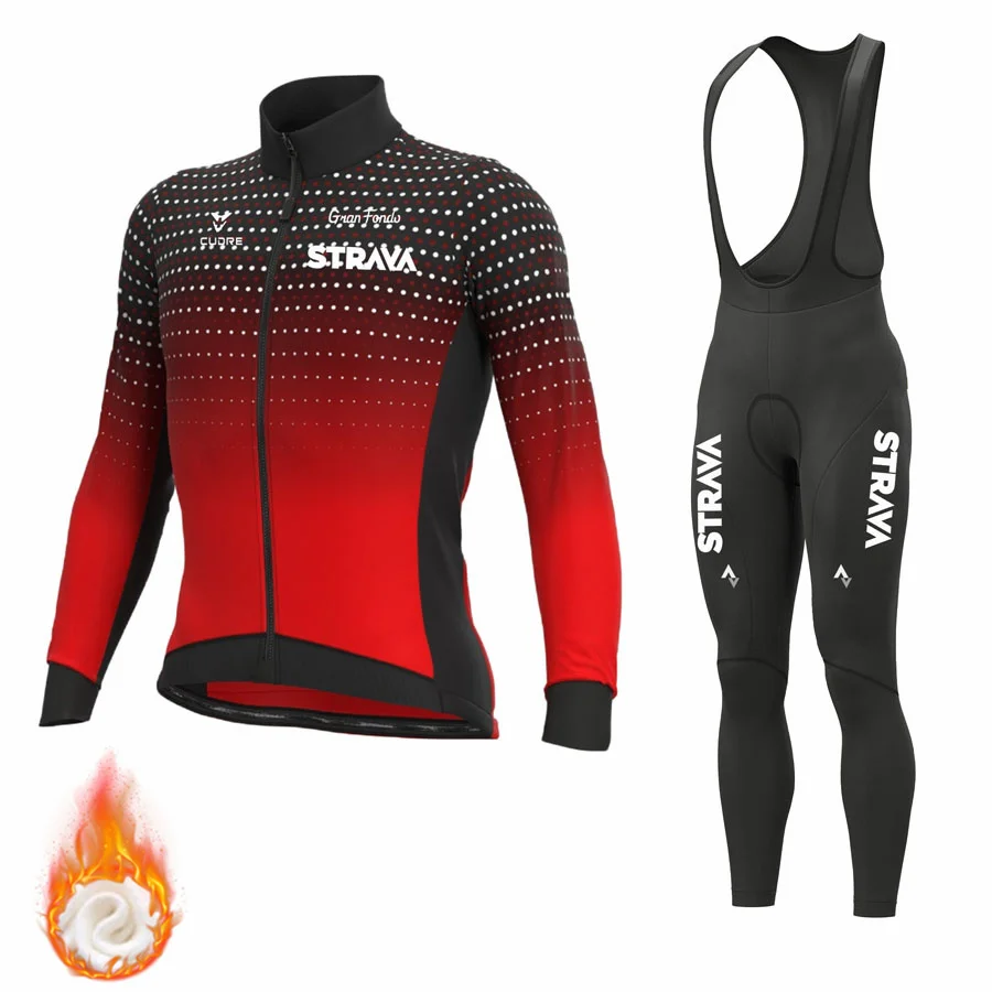 STRAVA Men\'s Bike Clothing Cycling Pants Man Uniform Jersey Jacket Set Mtb Winter Male Bib Laser Cut Tricuta Sports Pro 2024 Sui