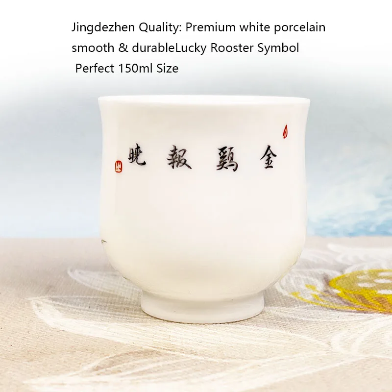 Luxury Jingdezhen Porcelain Master Tea Cup Hand Painted Floral Dragon Magpie Pattern Chinese Kung Fu Single Teacup Collection Gi