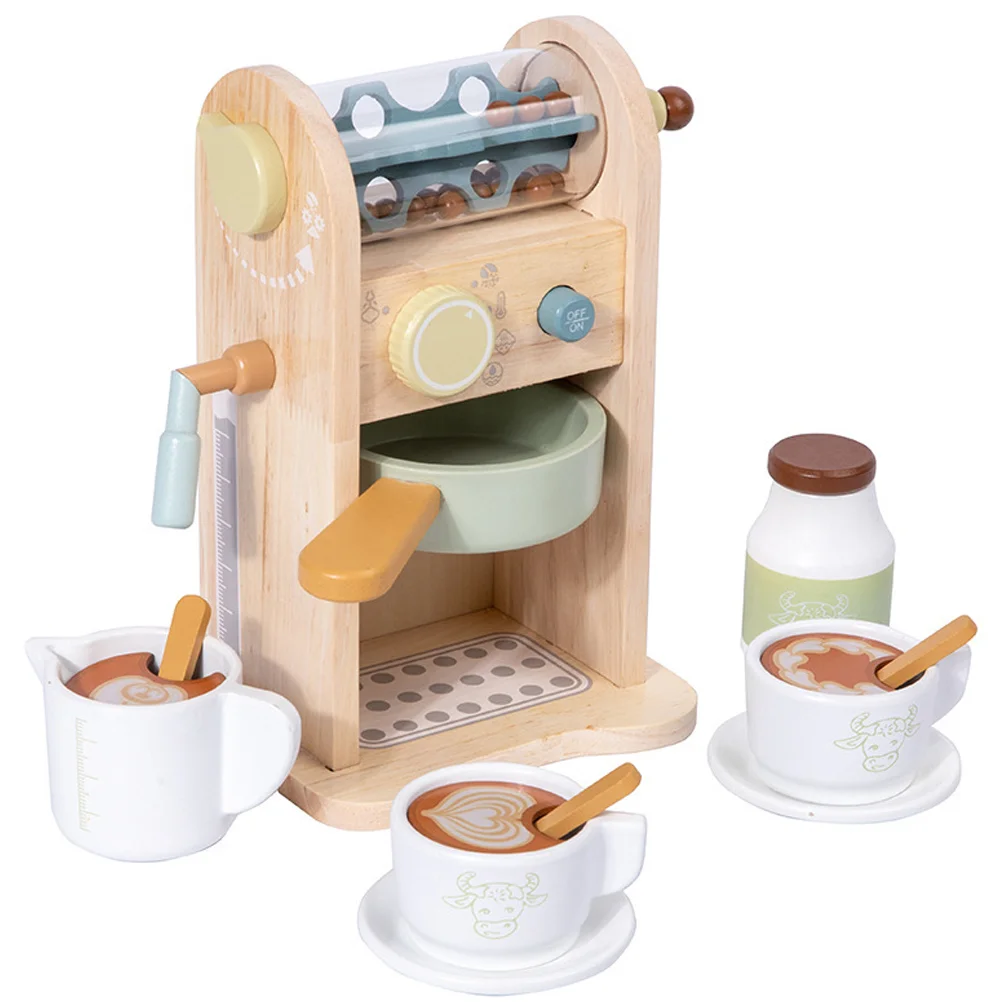 

Educational Toys Wood Coffee Maker Playset Makers Mini Accessories Kitchenware Tiny Machine Wooden Kids Accessory Toddler Child