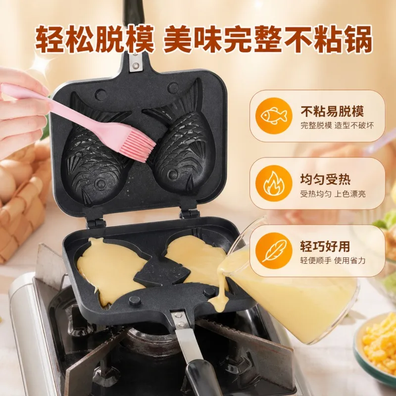 Aluminum Taiyaki Waffle Pan Non Stick Fish Shape Cake Baking Mold Frying Plate