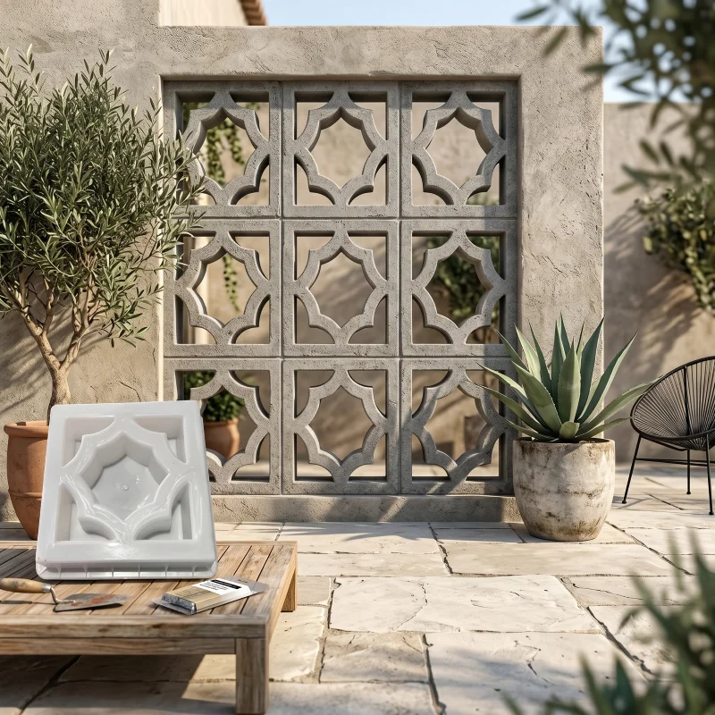 30x30x7cm Concrete Block Molds for Hollow Breeze Block, Reusable Cement Form for DIY Fence & Decorative Screen Wal