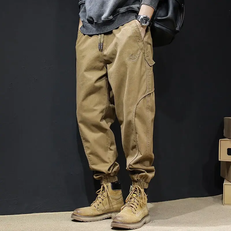 

Loose Straight Leg Work Trousers Men's Casual Cotton Pants Spring Autumn Wear Resistant Cargo Pants Large Size Street Sle