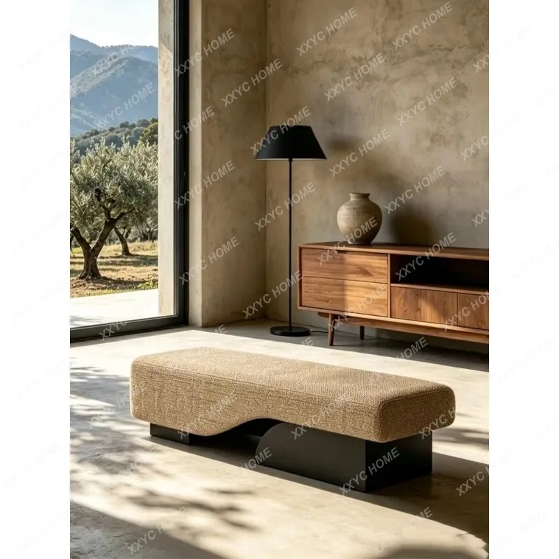 XXSolid wood living room fabric sofa stool, bedroom footbench, walk-in closet stool for changing shoes