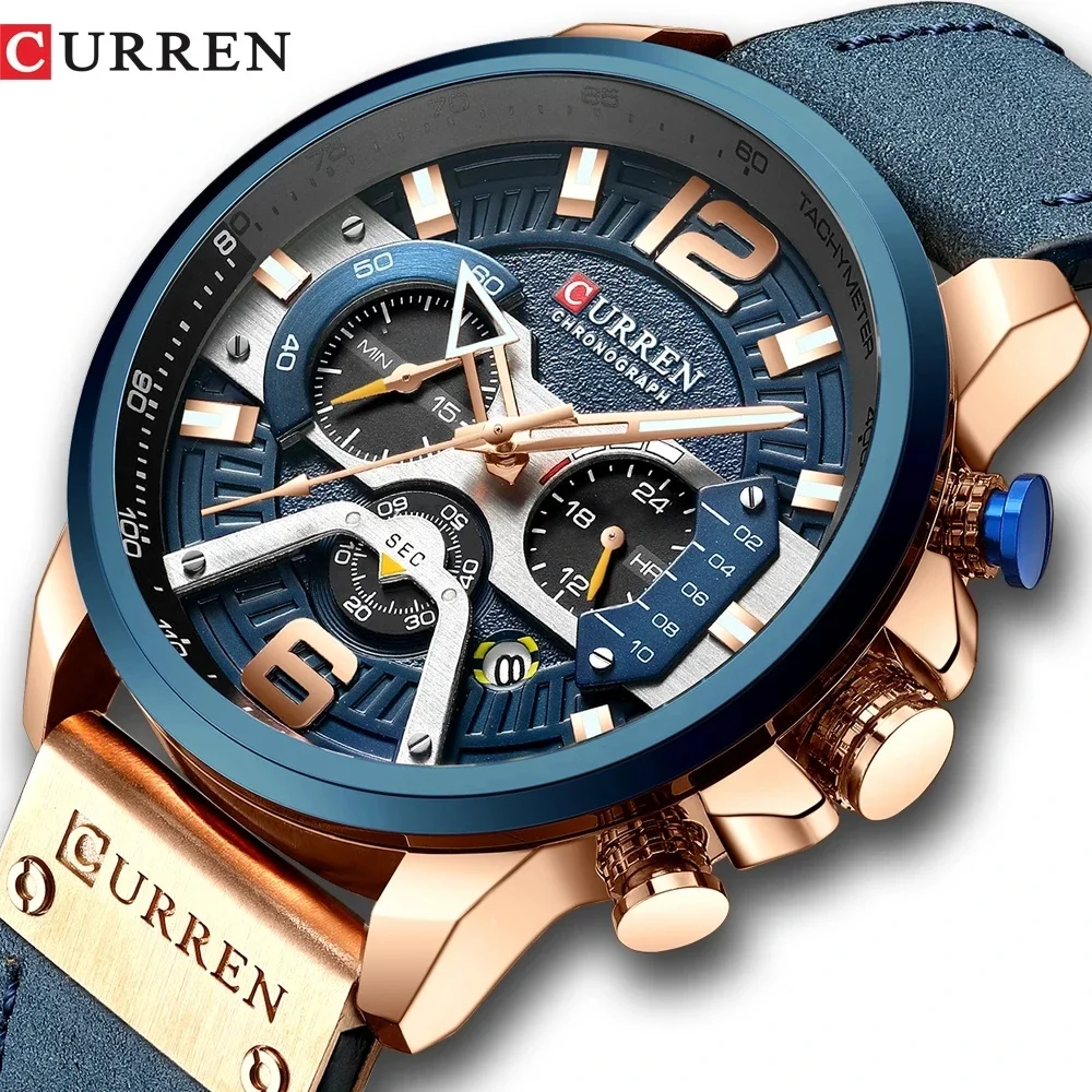 

Wristwatch Mens CURREN Top Brand Luxury Sports Watch Men Fashion Leather Chronograph Watches with Date for Men Male Clock 4.7