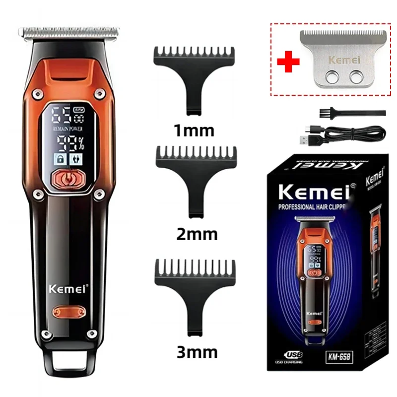 Kemei Hair Trimmer Hair Clipper Professional Barber Trimmer Electric Shaver Hair Cutting Machine Rechargeable Trimmer Men KM-658