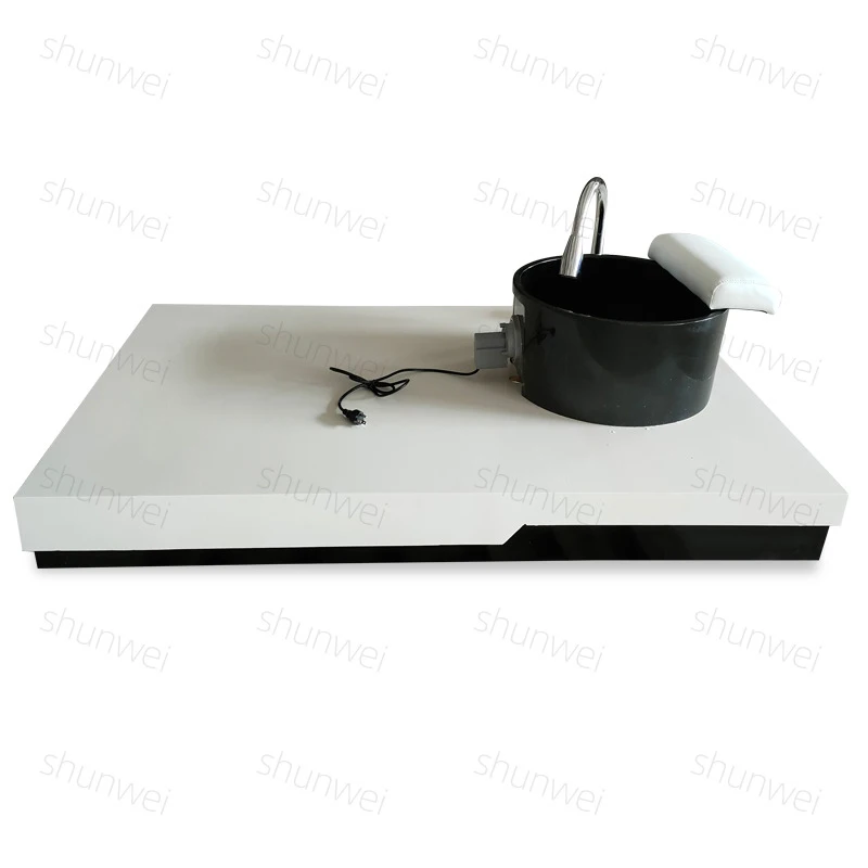 Foot Bath With Ceramic And Acrylic Basin, Wooden Base, Painted, Model, Furniture Spa Clubs
