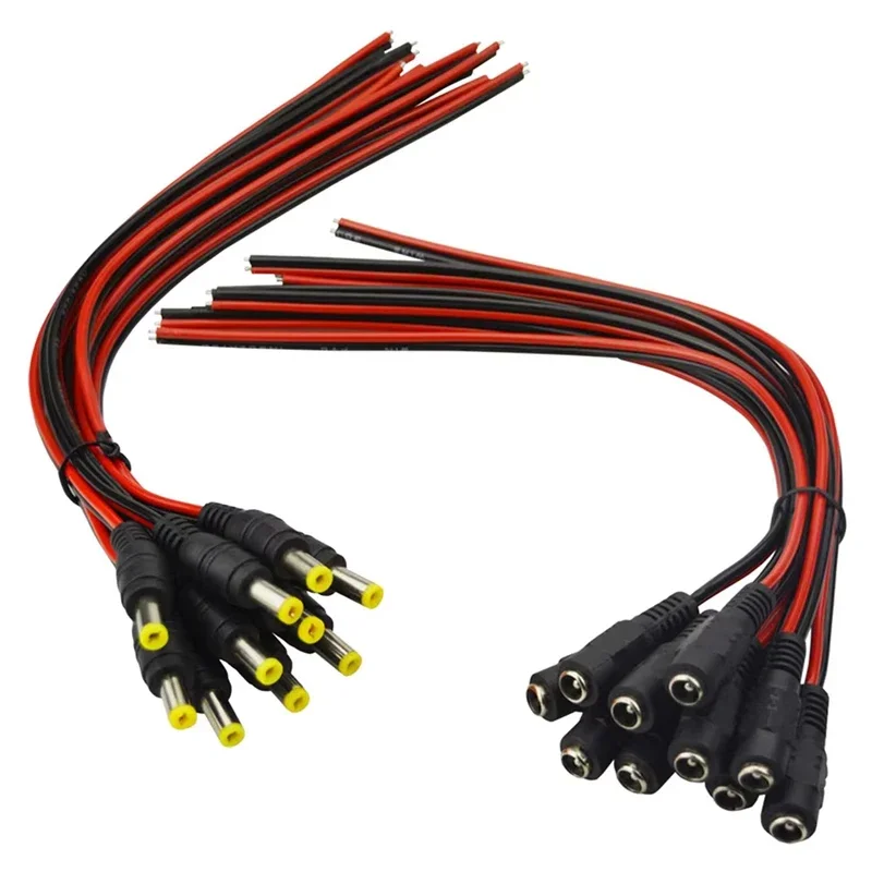 DC Power Pigtail Plug Cable 2.1Mm X 5.5Mm Jack Cable Wire Line Adapter Male Female 12V 5A DC Pigtail Connectors