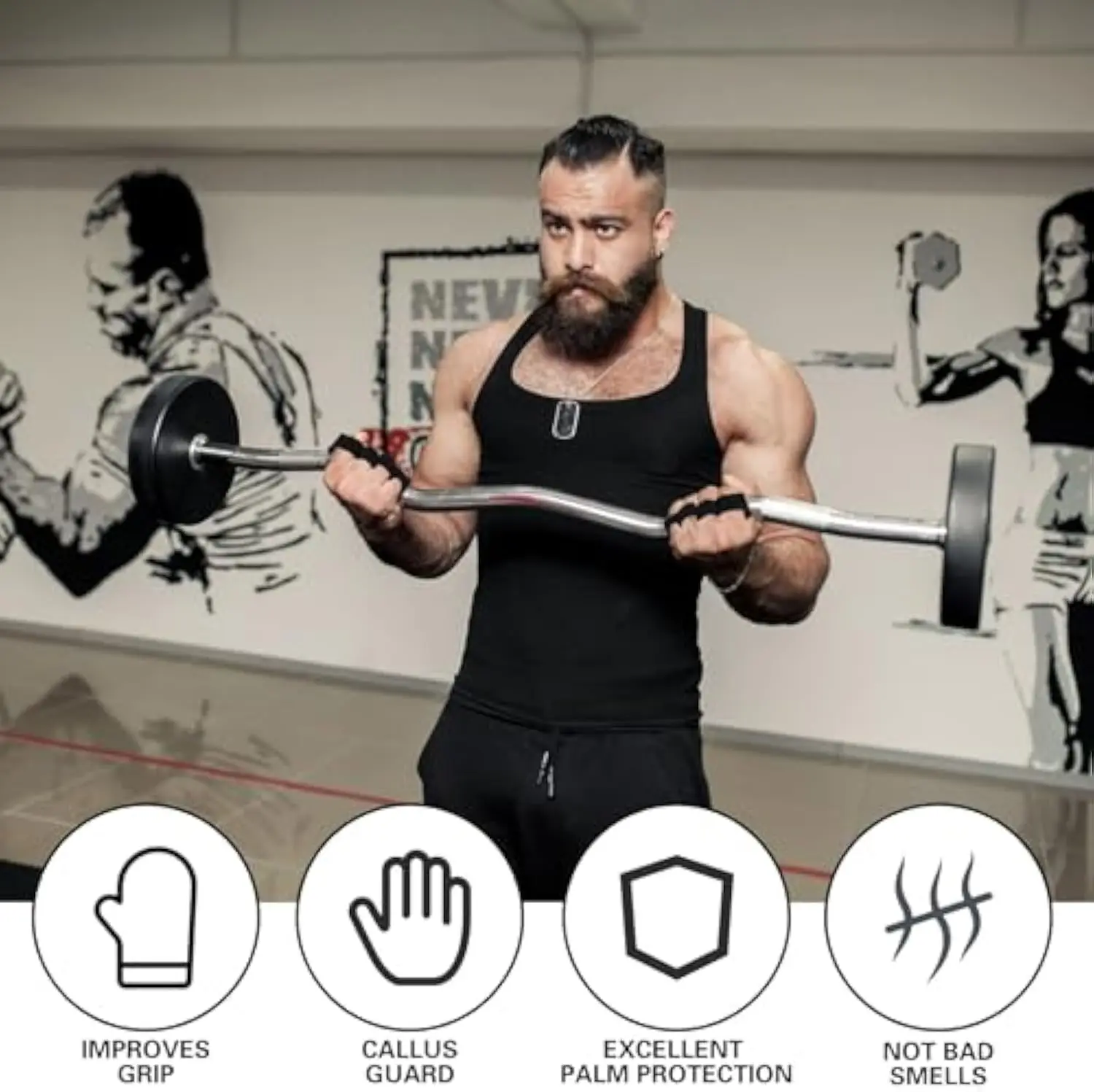 قفازات جلدية لرفع الأثقال للتدريب مضادة للانزلاق نصف إصبع للتدريب واللياقة البدنية ورياضة الجمباز وقبضة سحب ما يصل للرجال والنساء