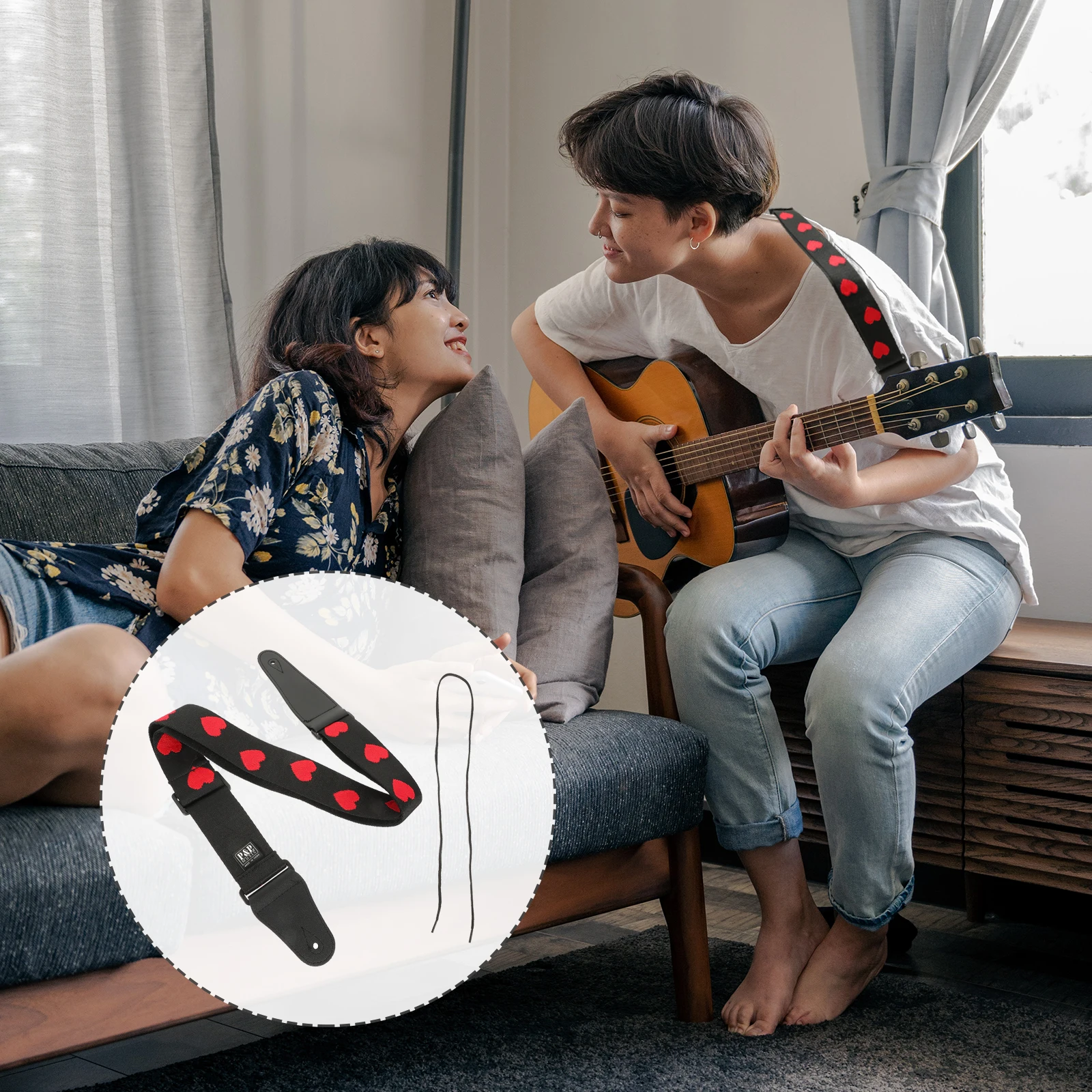 

1 Pcs Adjustable Nylon PU Guitar Strap Classic Guitar Shoulder Belt Strong Load-Bearing Guitar Accessory
