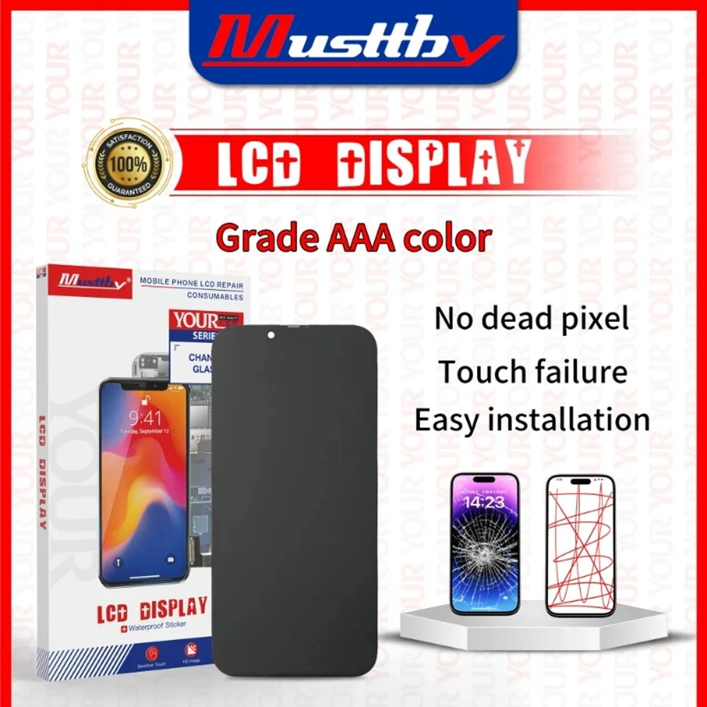 Imagem -02 - Musttby-oled Lcd Touch Screen Conjunto para Iphone x a 15pro Max Peças Peça de Reposição sem Pixel Morto 3d