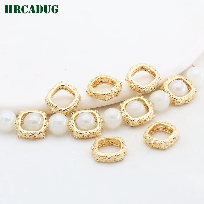 

Luxury Jewelry Pearl Stone Protective Set 14K Gold Plated Zircon Bead Set Sleeve Women Necklace Making Supplies DIY Accessories