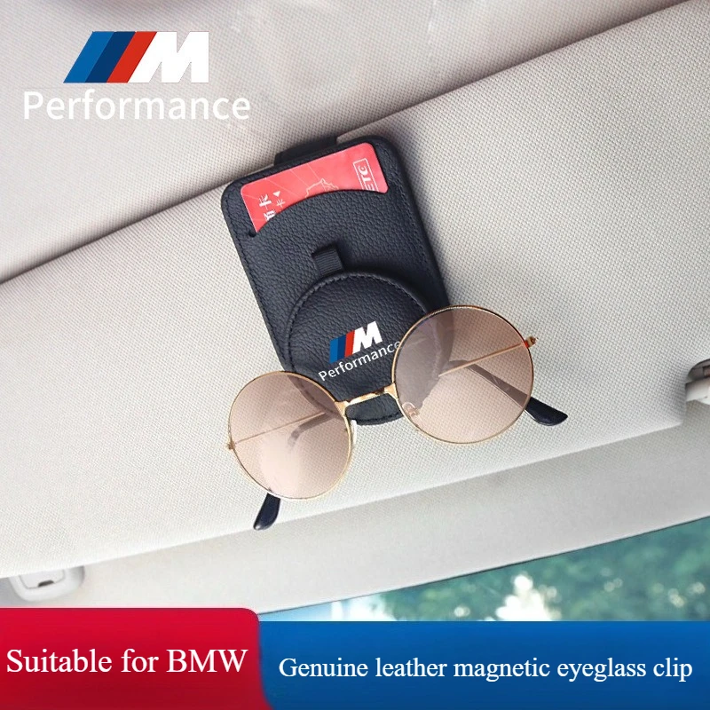 

Car Glasses Clip Sun Visor Card Holder Suitable for BMW 3 5 7 Series X1 X3 X5 M5 M3 Genuine Leather Car Glasses Holder