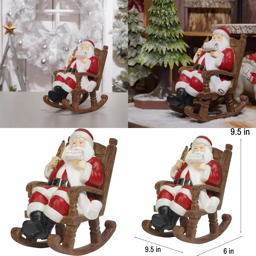 

Resin Santa Claus Figurine, 9.5 Sitting on Rocking Chair, Christmas Decor, Perfect for Mantel or Farmhouse Style
