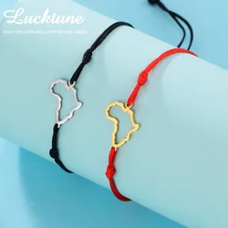 Lucktune African Map Pendant Cord Bracelet Stainless Steel Country Geography Chain Bracelet Women Men Trend Jewelry Party Gift