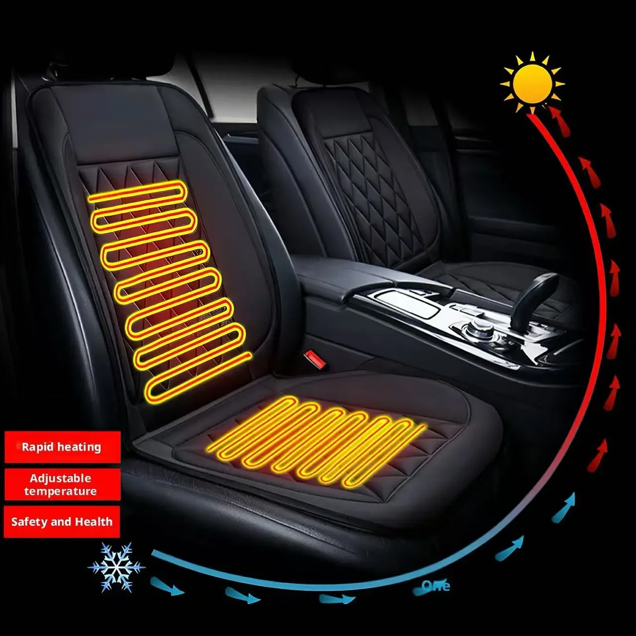 12V Smart Heated Car Seat Cushion for Winter Fast Heating Constant Temperature Breathable Comfortable Single Double Seat Options