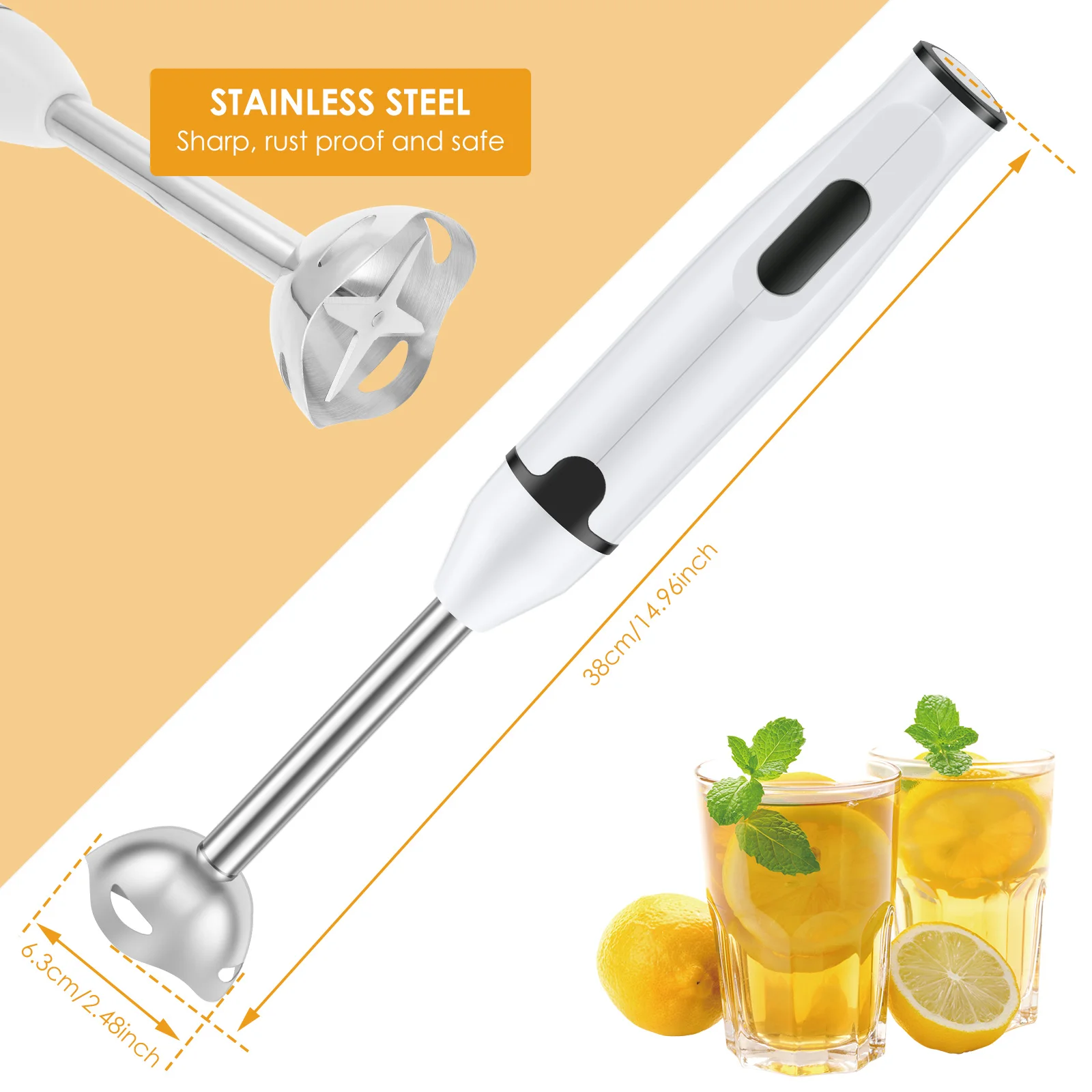 Immersion Blender Stainless Steel Household Handheld Immersion Blender Multifunctional Electric Stick Blender Kitchen Gadget