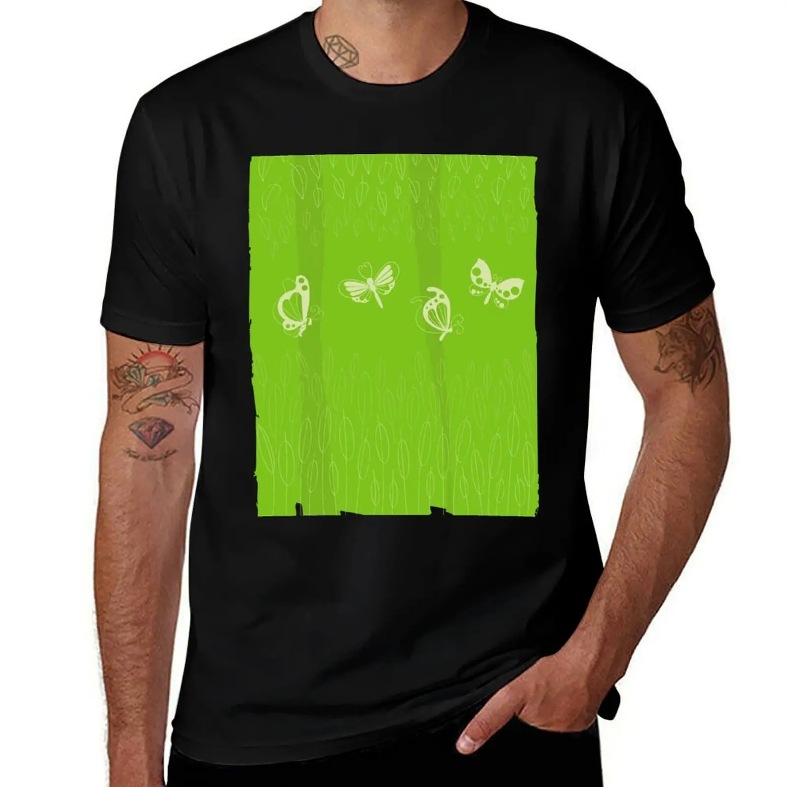 

Butterflies in the wood T-Shirt man t shirt luxury anime tshirt T-Shirt