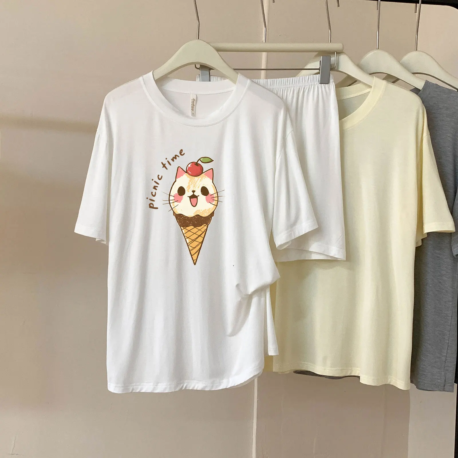 

Sd105 милый мультяшный кот модальные хлопковые шорты с короткими рукавами комплект пижам женские летние новые свободные повседневные домашняя одежда