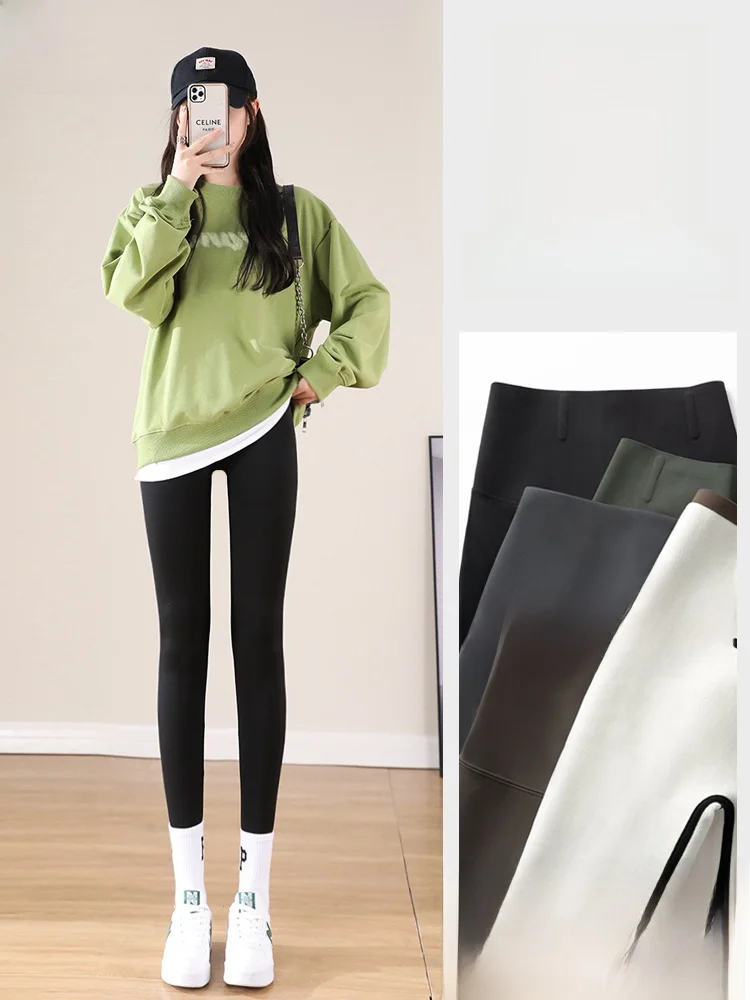 

High Waist Fce Lined Fitn Yoga Pants Women's Outerwear ark Pants Tightening Tummy Control Butt Lifting Bot