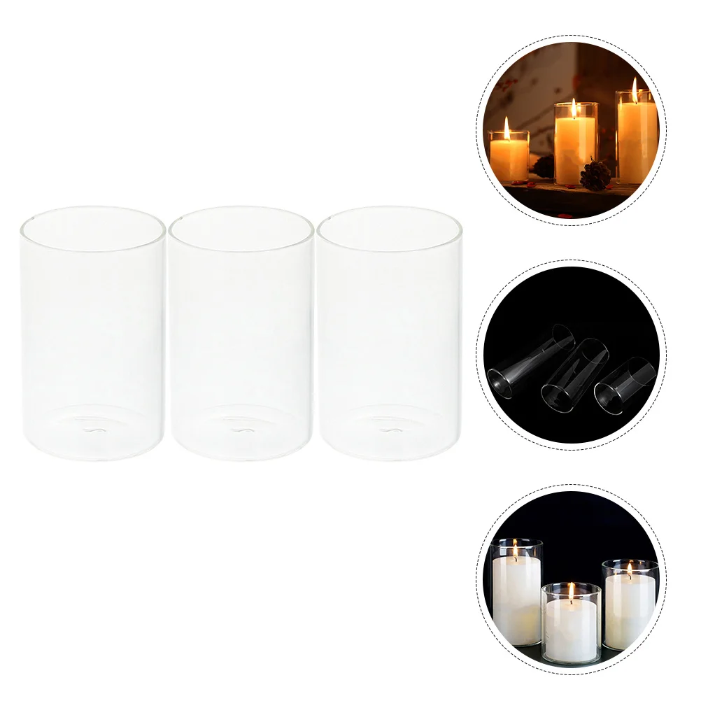 

3Pcs Glass Cylinder Holders Exquisite Pillar Cups Desktop Decoration Wedding Centerpieces Aromatherapy