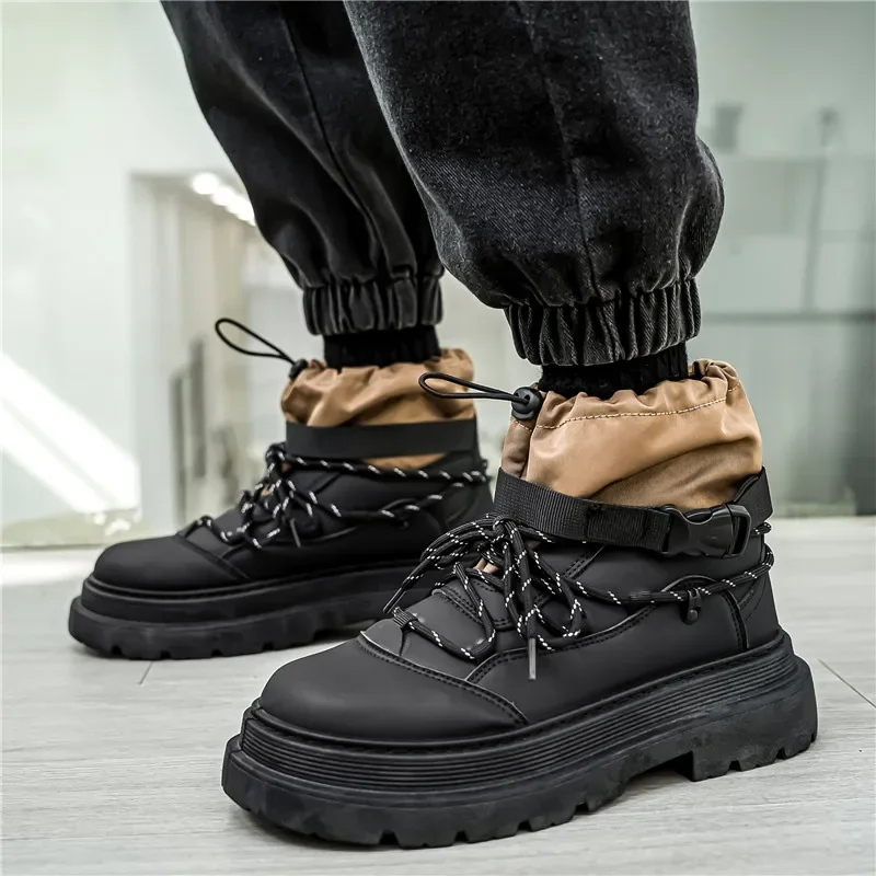 

Men's Multi-color Low-heel, Low-top, Fashionable and Casual Lace-up PU Leather Surface Durable and Anti-slip Outdoor Boots