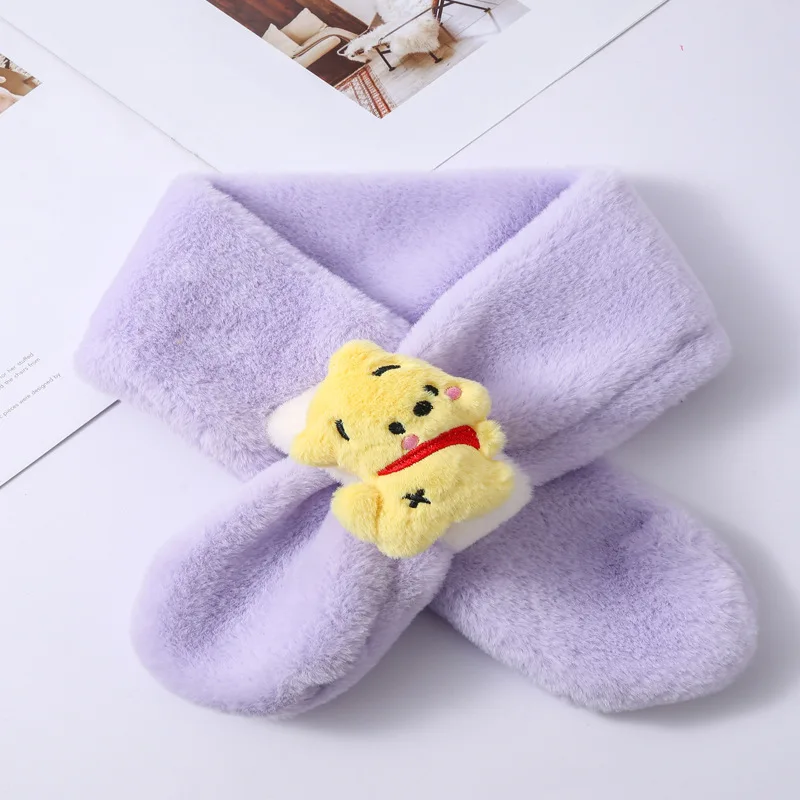 

Pooh Bear children's scarf fall and winter warm cold cartoon neck cover children's thickened plush scarf