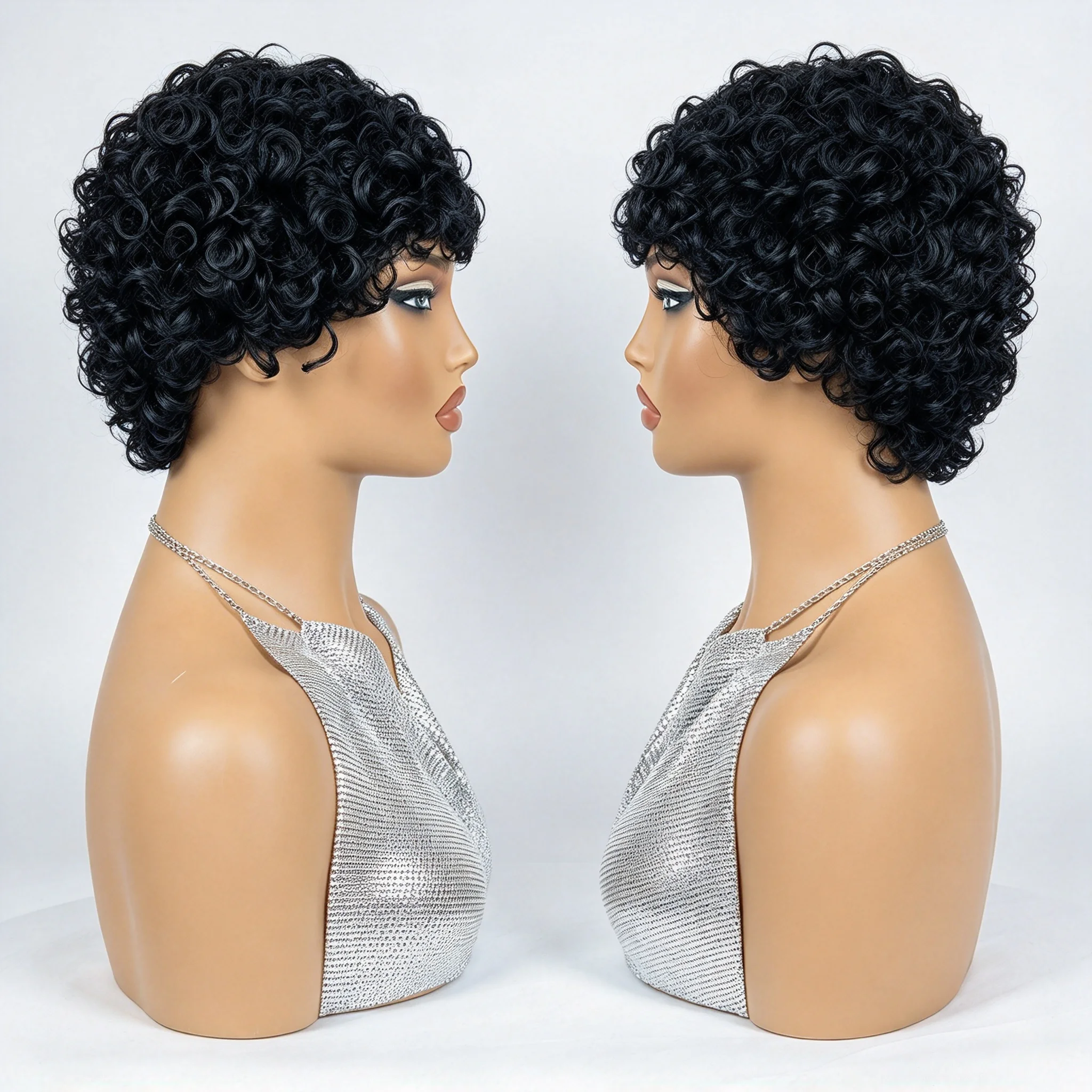 Daily and Party Wear Pixie Cut Wig Short Afro Kinky Deep Wave Natural Black Brazilian Virgin Human Hair for Black Women view 2
