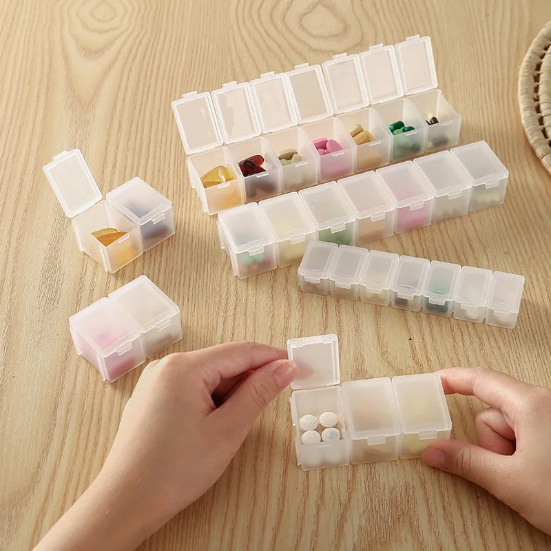 

Mini Medication Box Travel Pill Box 7 Days Portable Sealed Pill Medicine Box Assembleable Container Case for Vitamins Fish Oils