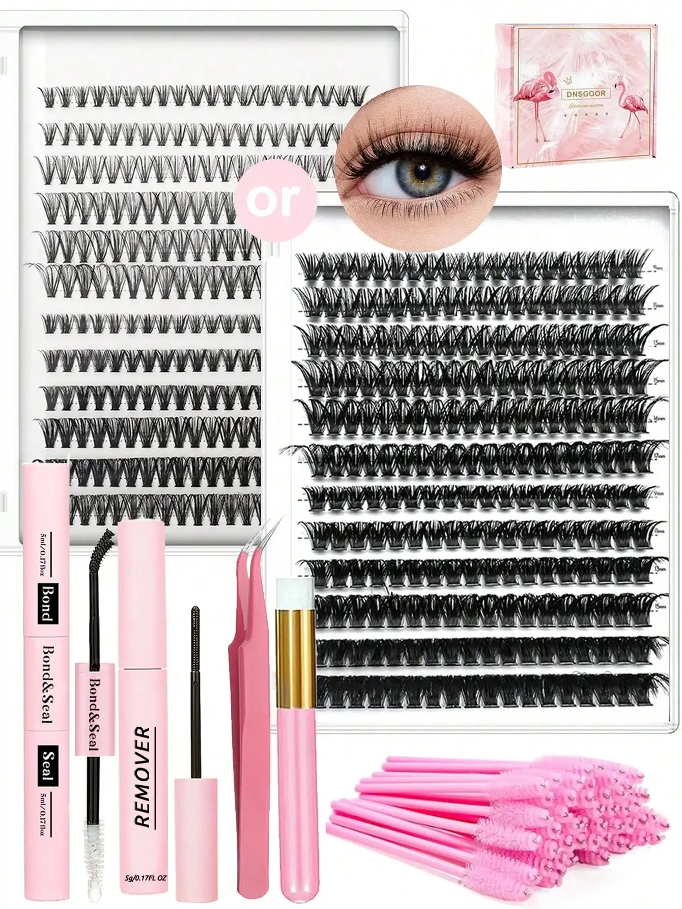 

6pcs DIY Eyelash Extension Kit,240pcs 9-16MIX/9-17MIX 30D+40D/60D+80D D Curl Individual Lashes Lash Clusters Kit