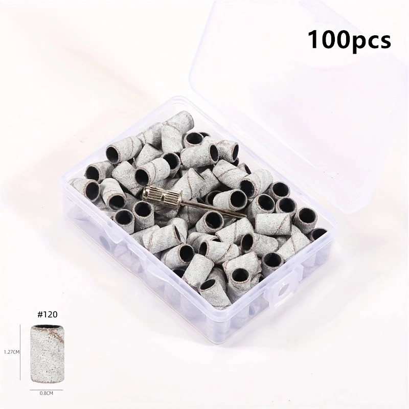 100pcs 5mm Tungsten Sanding Bands for Nail Art - 80/120/180 Grit - Nail Drill Bits for Manicure and Pedicure -   and Durable