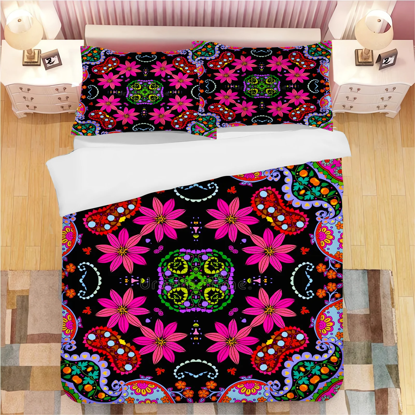 2/3pcs Duvet Cover Set Rich Colorful Flower Garlands Plant Printing Bedding Duvet Covers Butterfly Animals Digital Printing Set