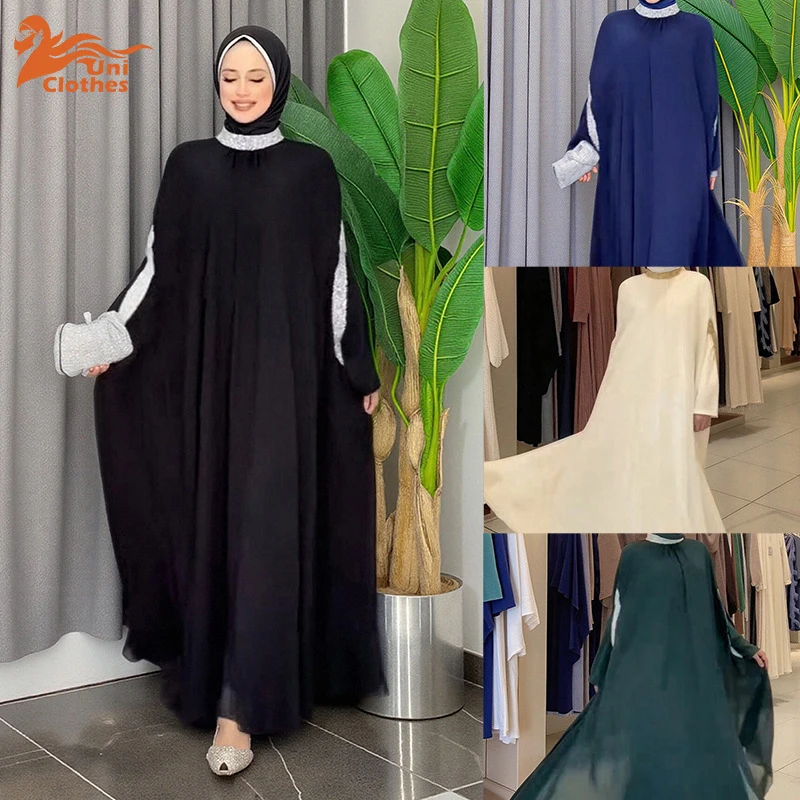 

UNI 2025 г., женское мусульманское шифоновое вечернее платье с пайетками на Ближнем Востоке, африканское платье больших размеров