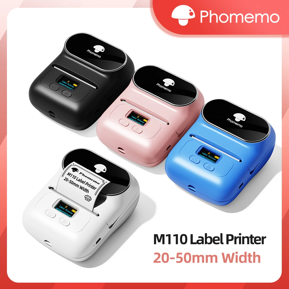 Label Printer Phomemo M110 Mini Printer Portable Thermal Label Printer Stickers Pocket Labeling Machine Label Maker for Mobile