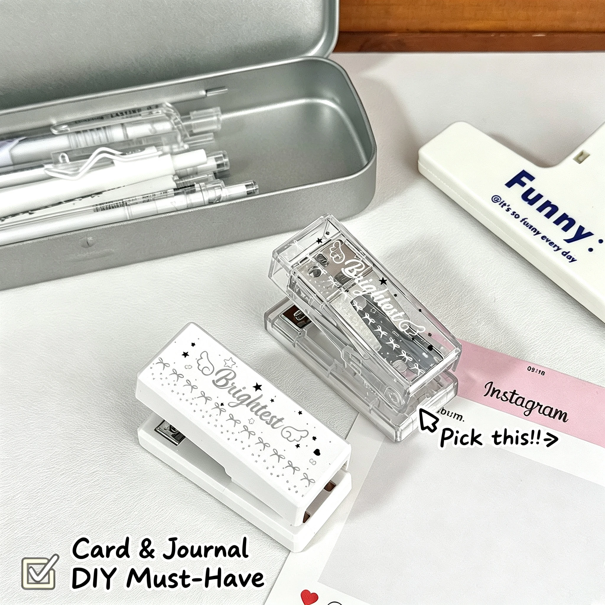 Cute Star Wings Mini Stapler Set Portable Paper Binding Machine Use 24/6 Staples Fashion Student Stationery Office Supplies