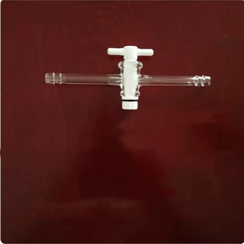 Outer diameter 9mm Lab straight glas  adapter 2 Way  Stopcock  Hose Connection Borosillcation Glass Material Thickness 2mm