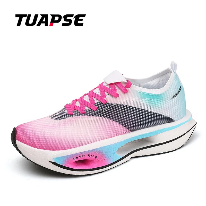 

TUAPSE Trendy Running Shoes Lightweight Portable Carbon Plate Material Non-Slip Sole Breathable Refreshing Men Athletic Shoes