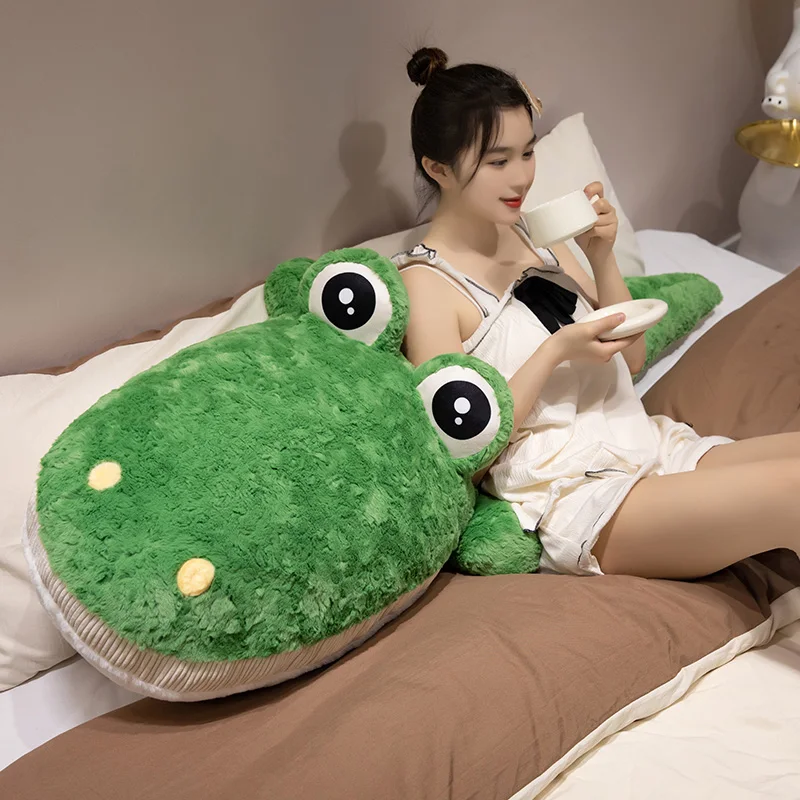 55/75cm Cute Lying Crocodile Plush Pillow Prone Posture Alligator Stuffed Cushion Sofa Bed Nap Plush Toy, Home Decor Gift