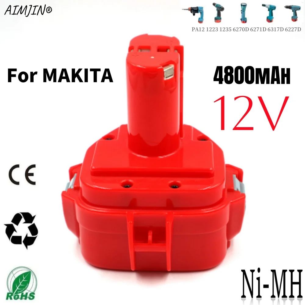 

PA12 12 В 4,8 Ач Ni-Mh сменный аккумулятор для аккумуляторных электроинструментов для Makita 1220 1222 1234 1233 1235 6217D 6271D 8270D 6270D